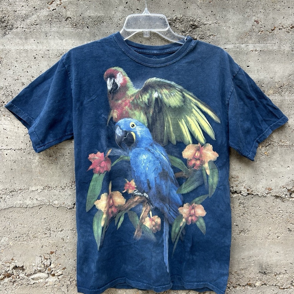 The Mountain Parrot Bird T-Shirt MEDIUM Slim Men's Adult Tropical Forest USA Y2K